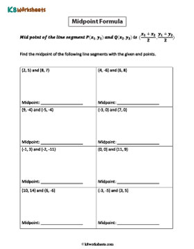 Midpoint Formula Worksheets