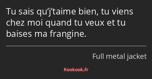 Citation « Tu sais qu’j’taime bien, tu viens chez moi… » Kaakook