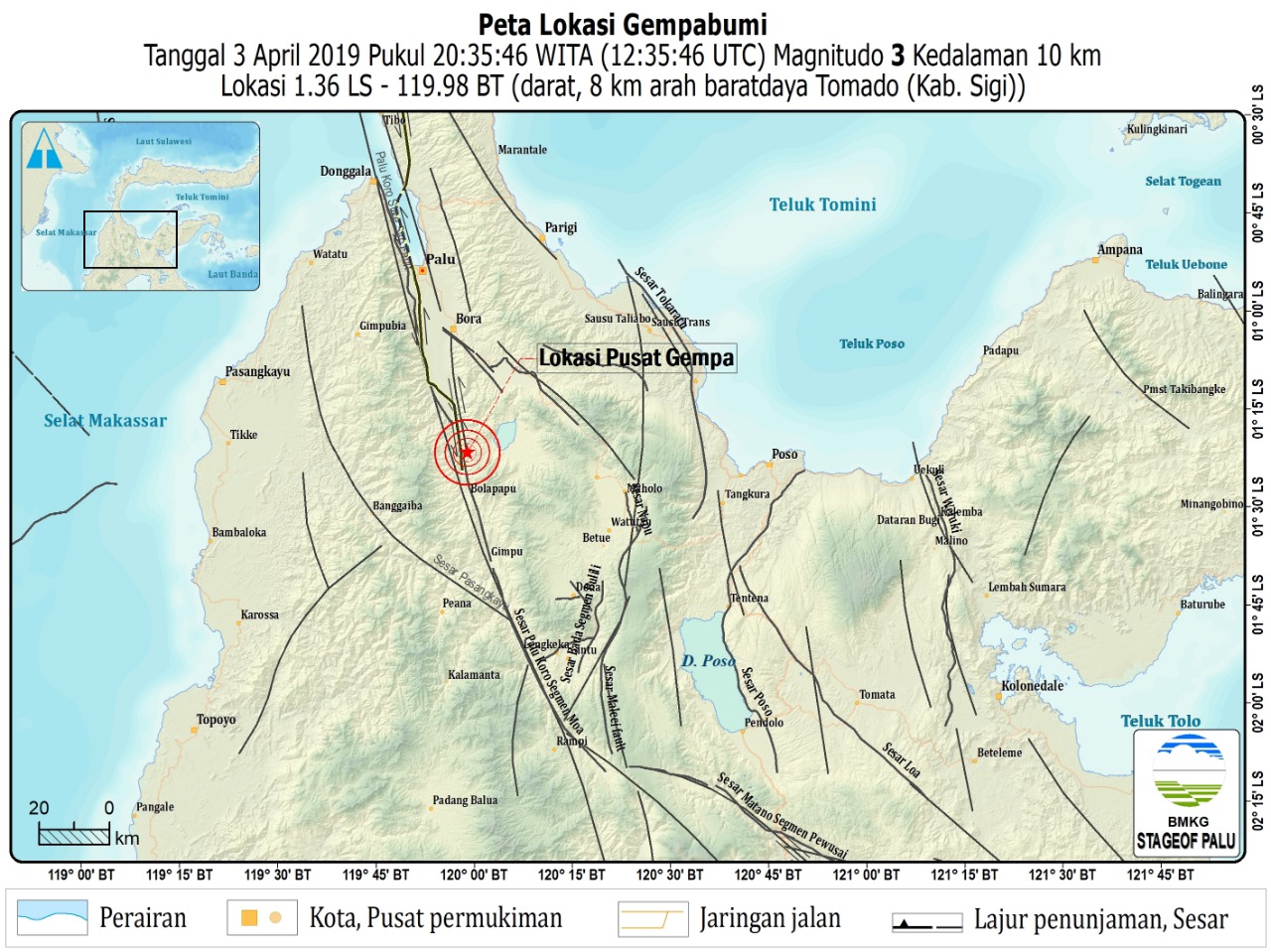 Sesar Palu Koro Aktif, Sigi Diguncang Gempabumi Magnitudo 3,0 SR
