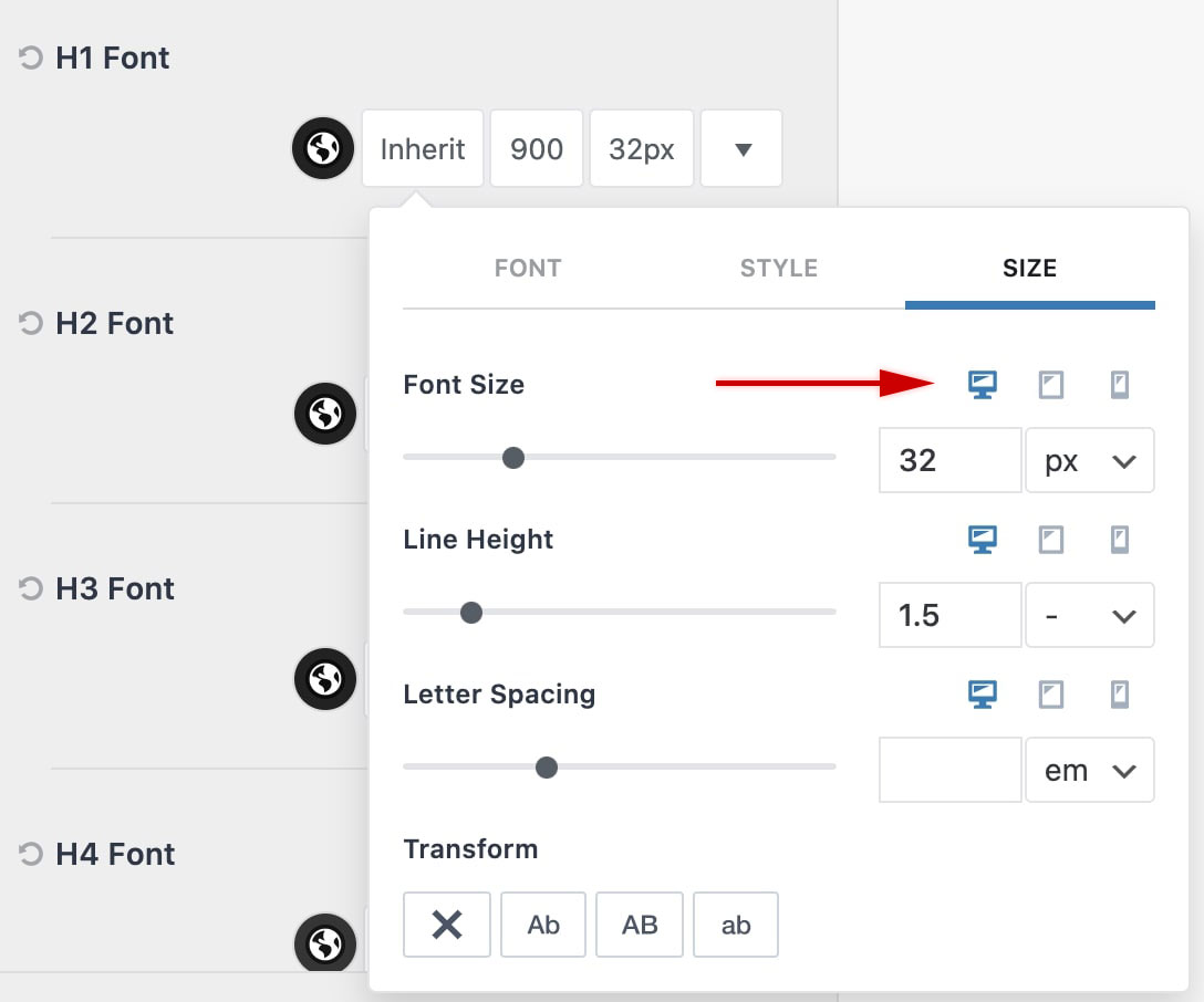 Typography and setting font sizes for different devices Kadence WP Documentation