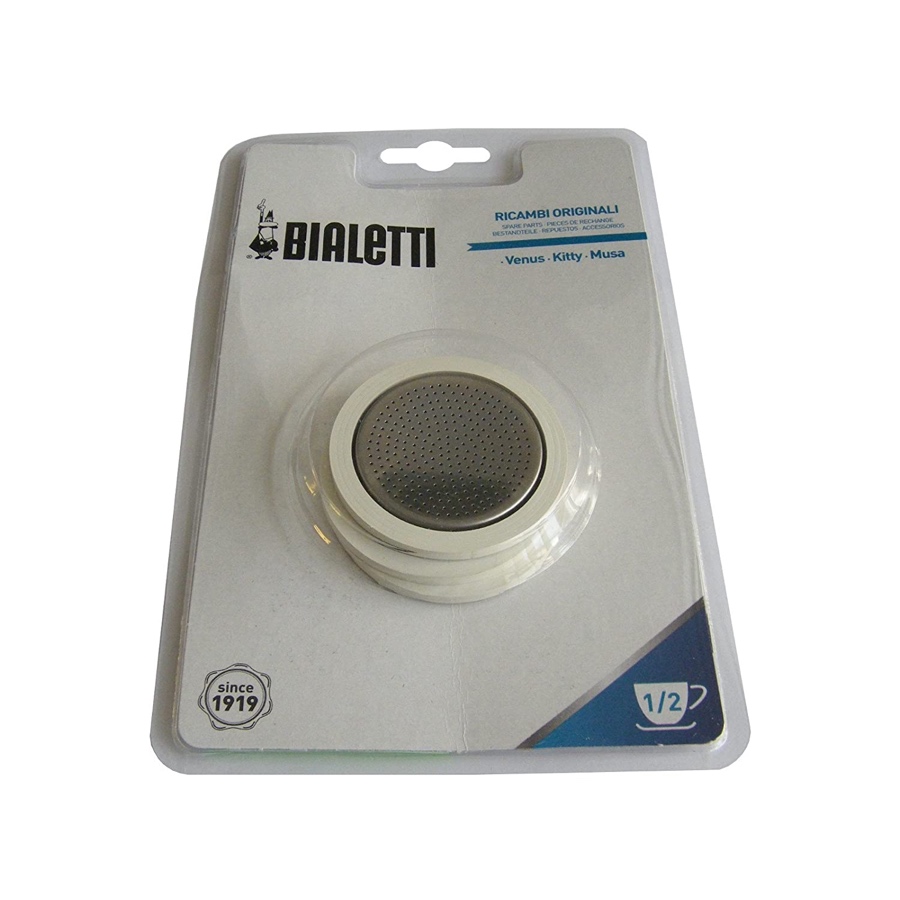 Bialetti Ersatz Dichtung 3 x und Sieb 1 x für Edelstahl Espresskocher
