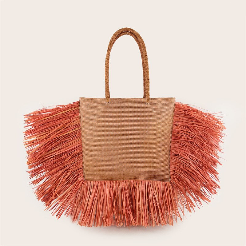 Fringed Straw Tote Bag