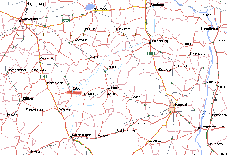 Kalbe Milde Karte Wie kommen Sie nach Kalbe (Milde)Gebietskarte der Altmark