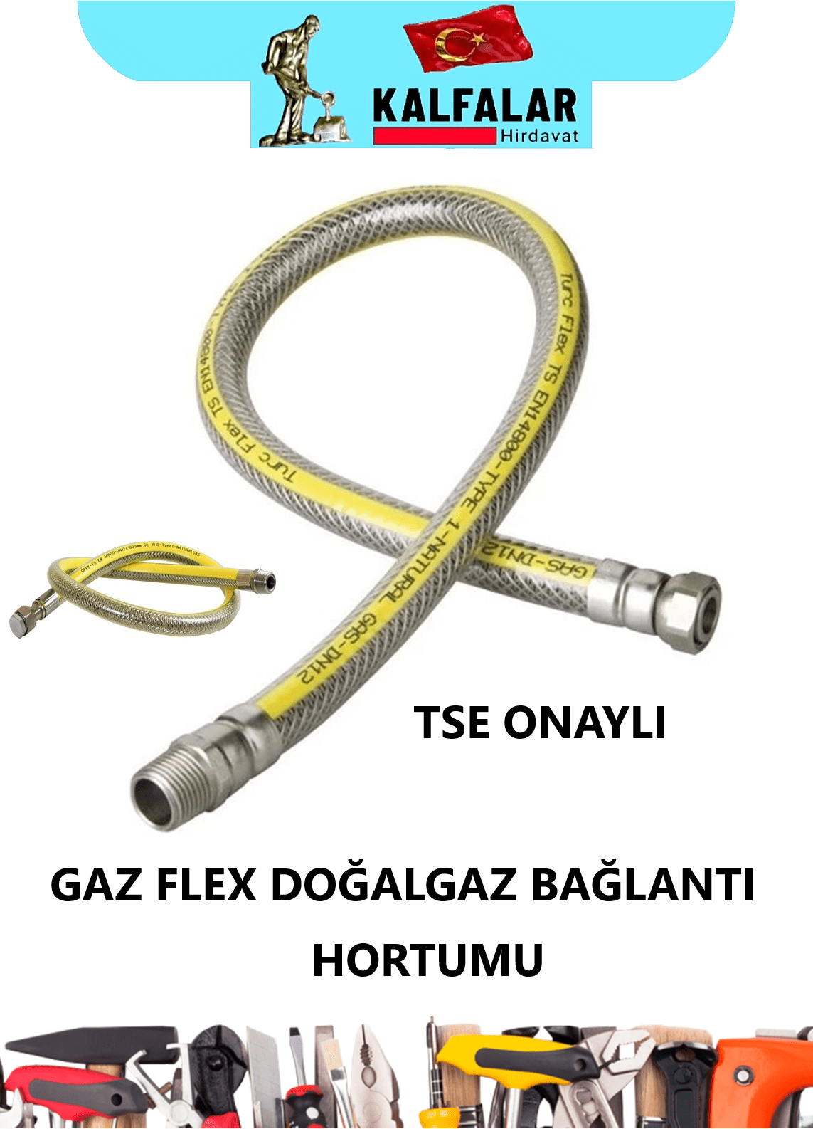 GAZ FLEX DOĞALGAZ BAĞLANTI HORTUMU 50 CM TSE ONAYLI 1970
