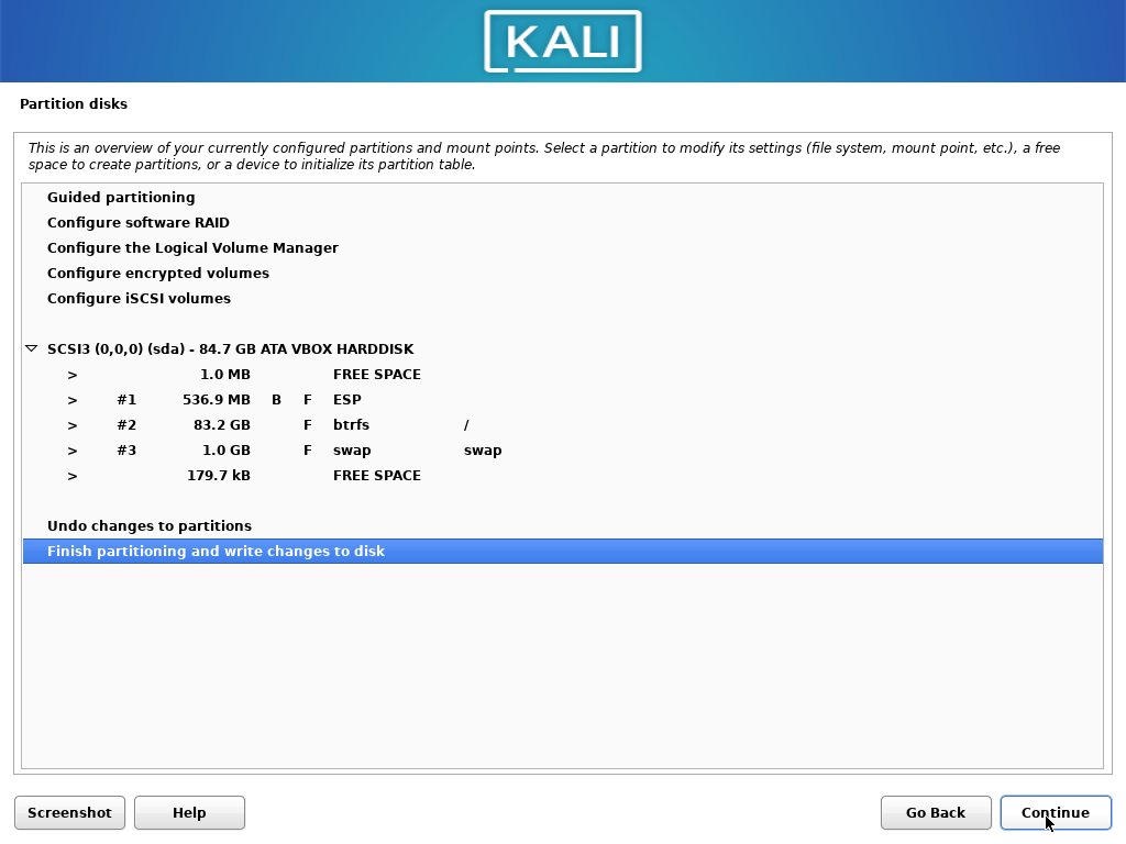 Login after installation and run the following commands in a terminal