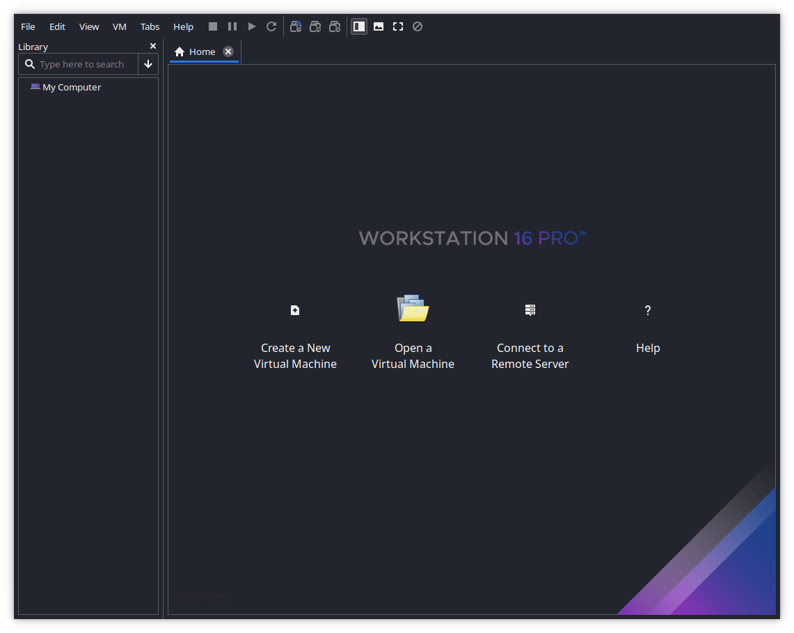 From here we will be wanting to select ‘Open a Virtual Machine’. We