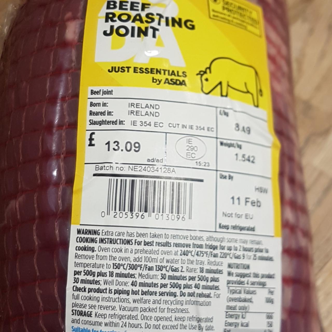 Beef Roasting Joint Asda kalorie, kJ a nutriční hodnoty