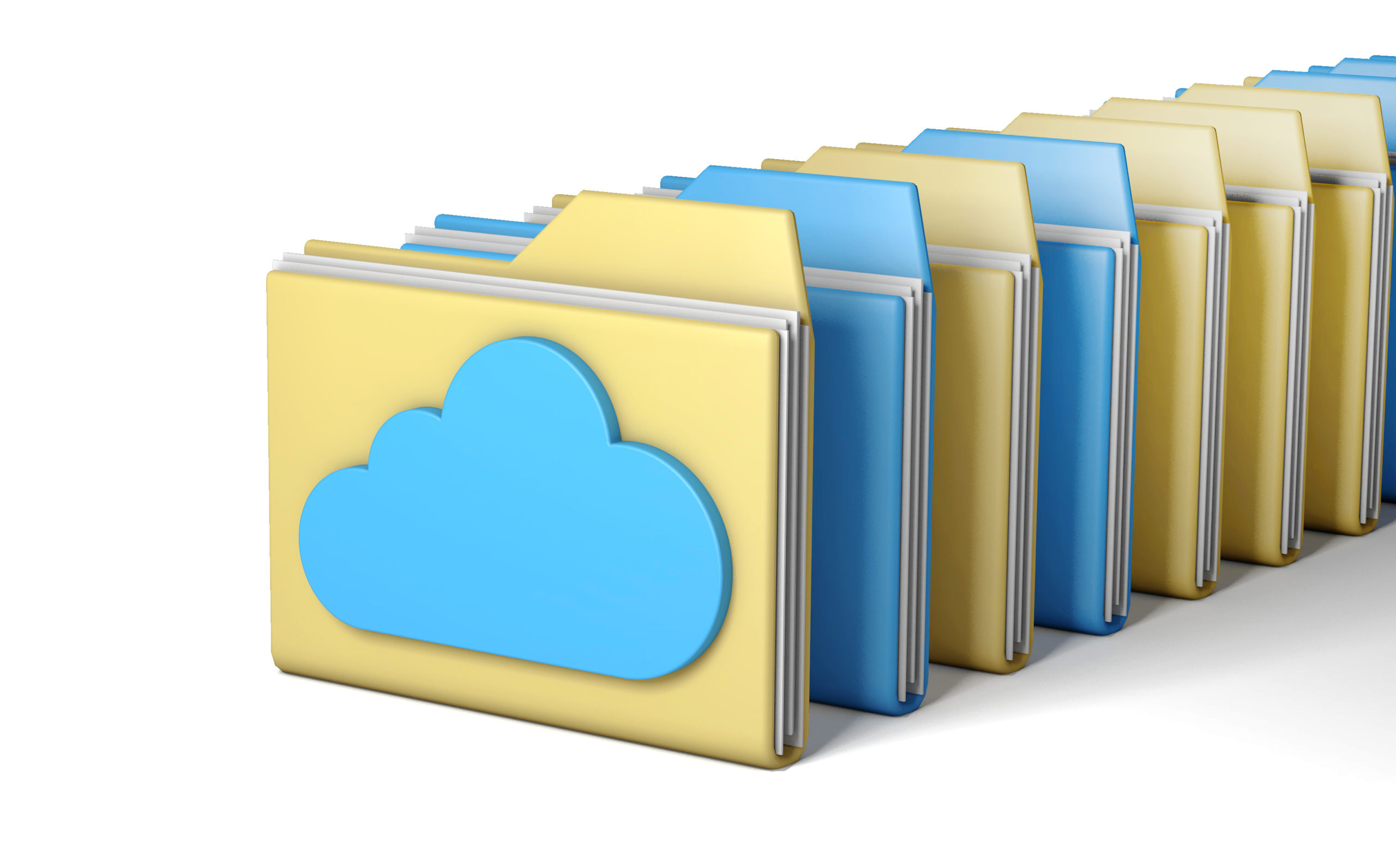Cloud storage. File folders for synchronization. isolated on whi