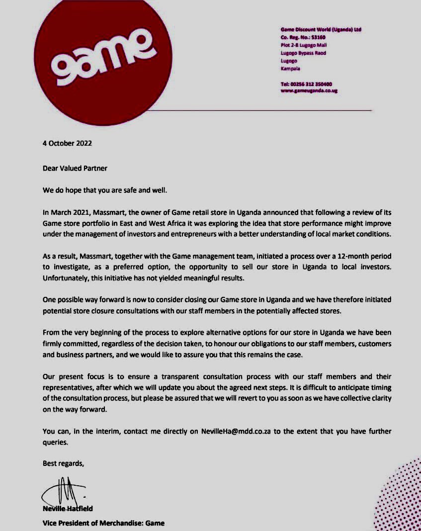 Game To Close Business In Uganda Official Statement KAMPALA NEWS