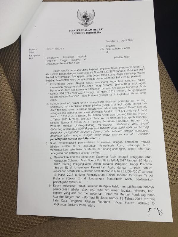 Kabiro Hukum: Surat Mendagri beri persetujuan tertulis - Kanal Aceh