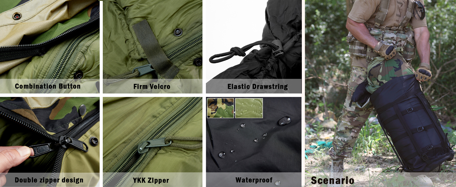 Wholesale Army Military Modular Sleeping Bags System Multi Layered with