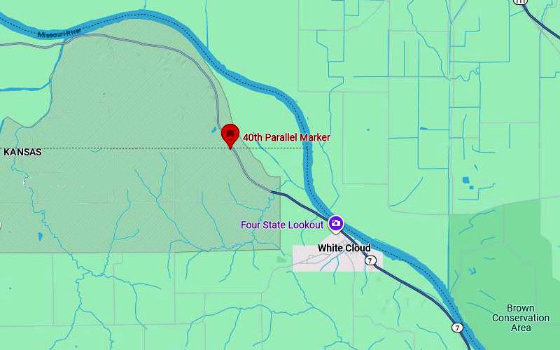 40th Parallel Marker White Cloud, Kansas