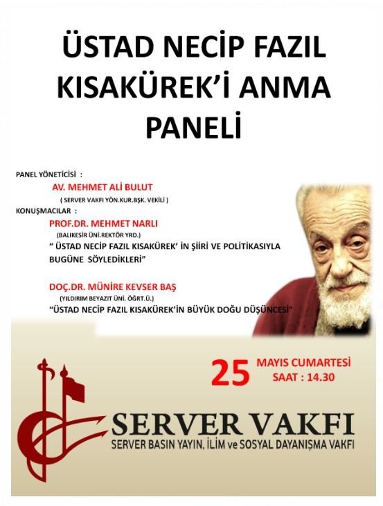 Necip Fazıl Kısakürek, panel ile anılacak