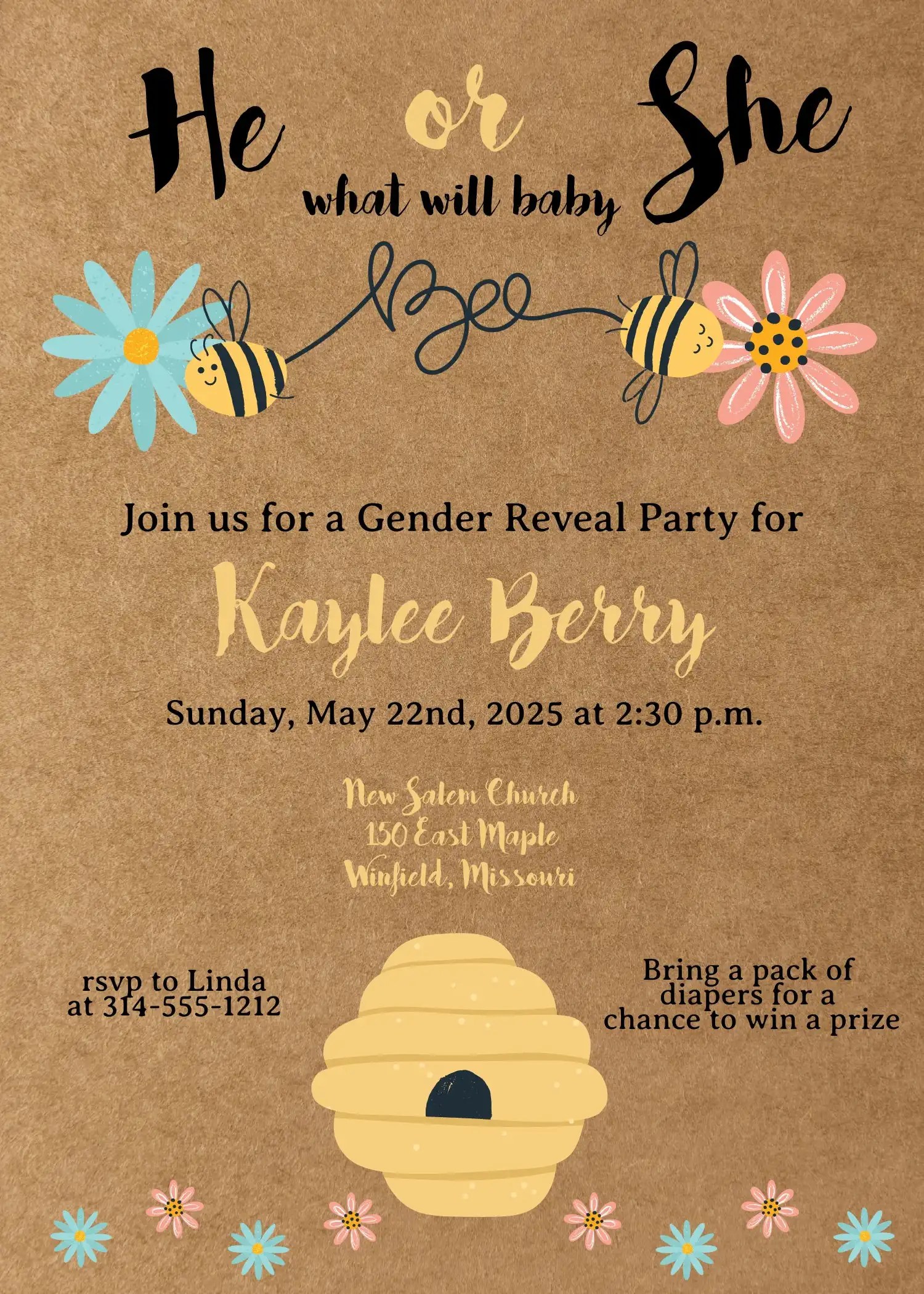 Gender Reveal Party Invitation Template