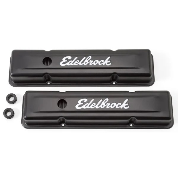 Edelbrock 4443 Signature Series Valve Covers 19591986 SBC Small Block Chevy 262400 V8 Stock