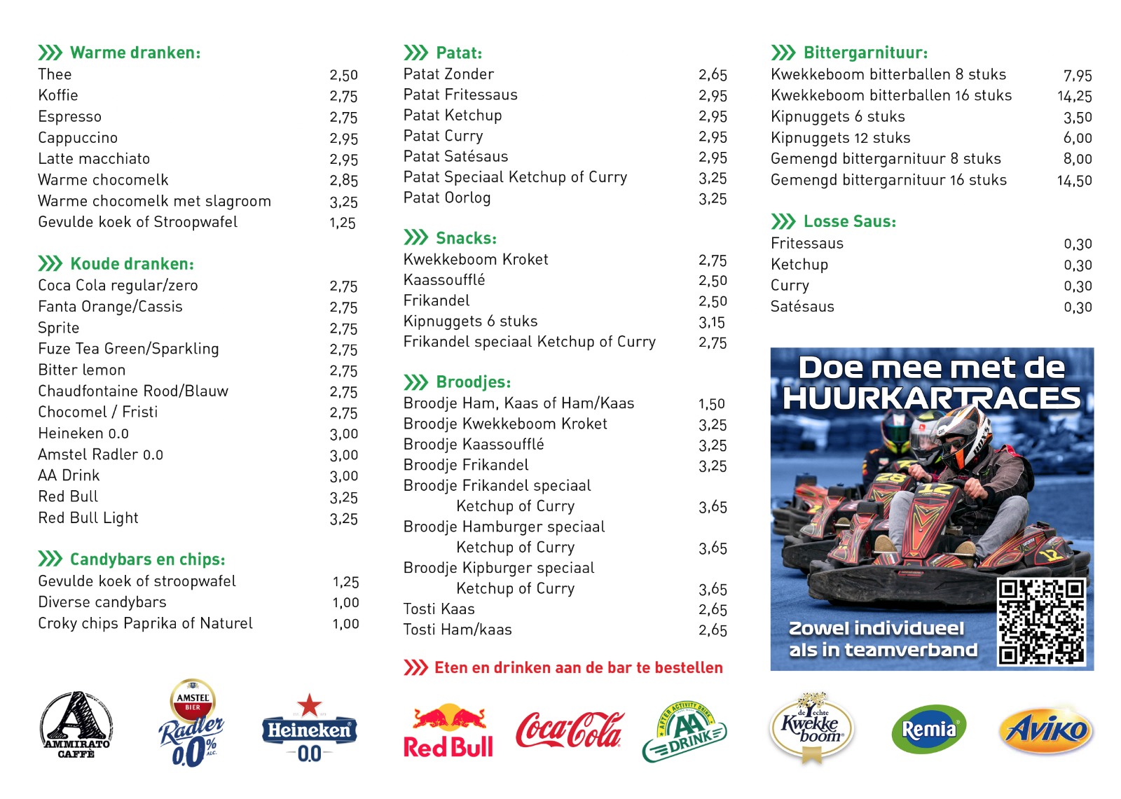 Menukaart » Kartcentrum Zwolle