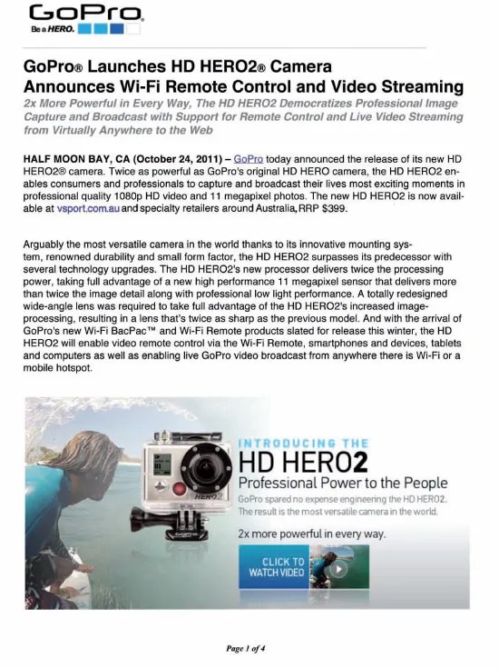 Gopro 2024 Calendar Events Karting Australia GoPro Launches HD Hero2 Camera Industry Press Release