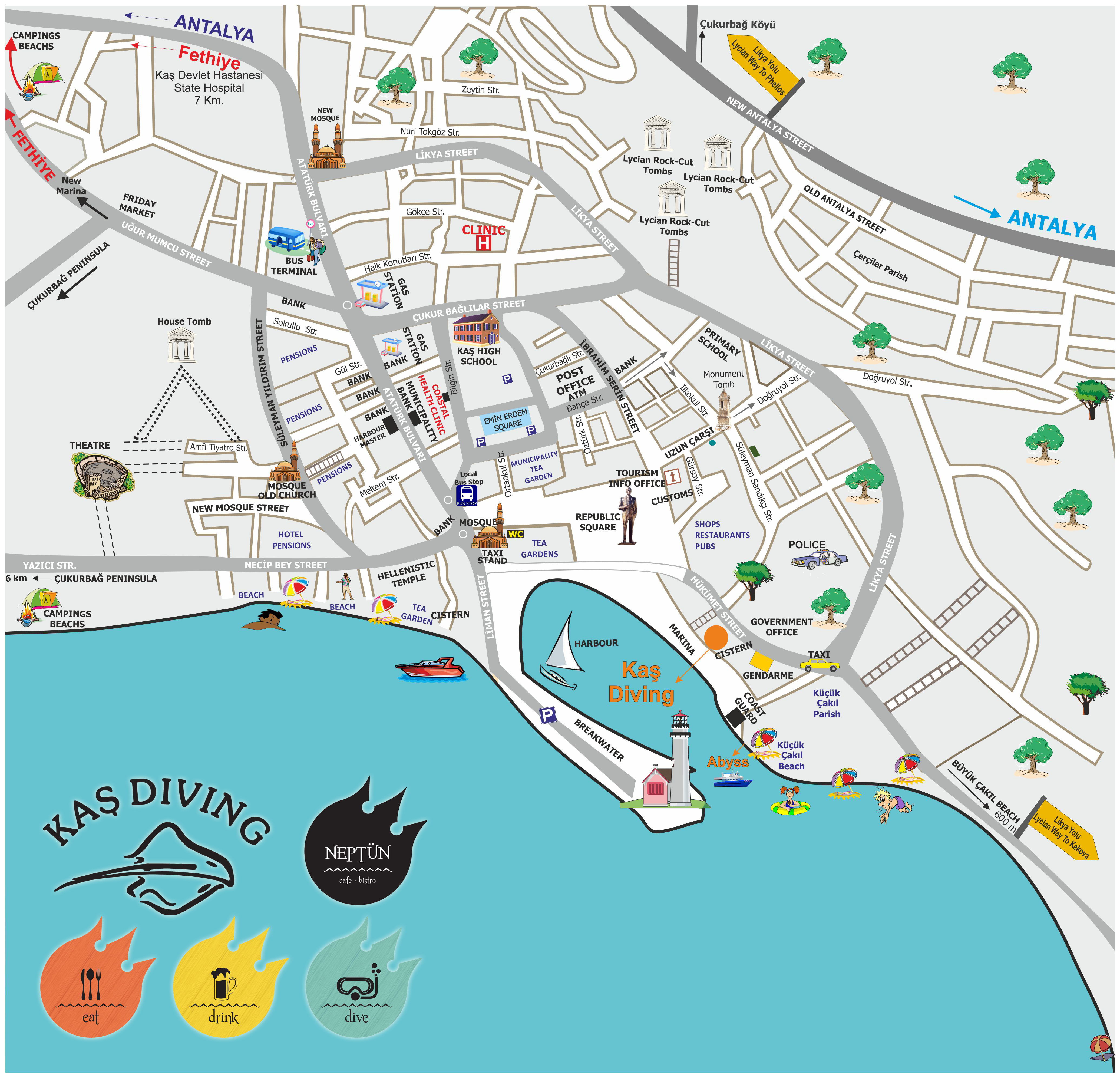 Kas Türkei Karte Karte Kas Diving