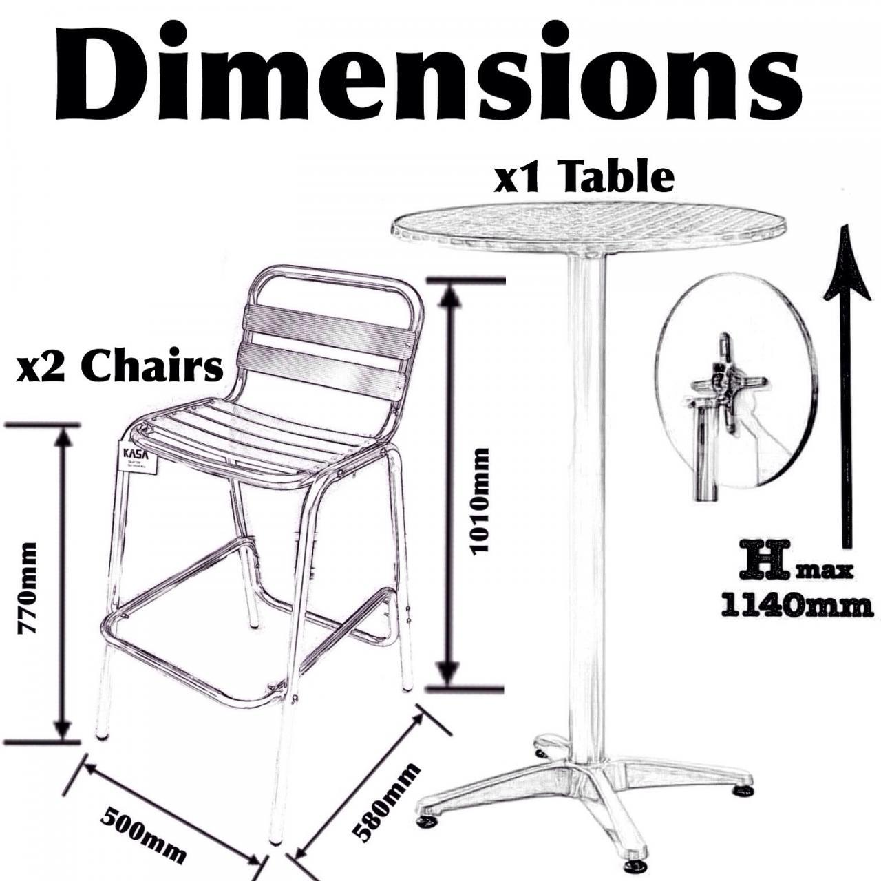 SET NEW PRO COMMERCIAL SERIES ALUMINIUM HIGH BAR TABLE AND CHAIRS SET