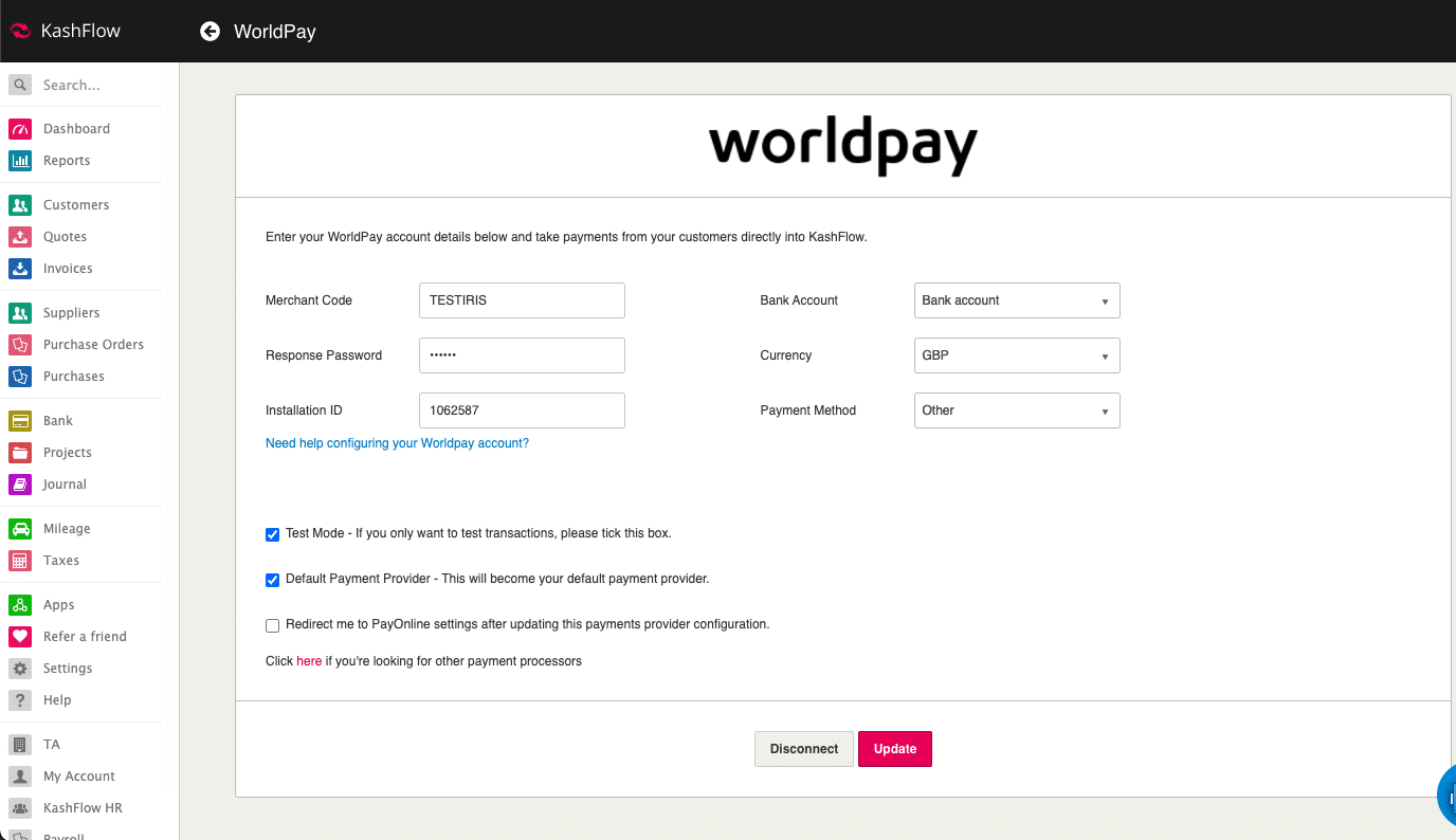 Worldpay Select Junior Knowledge Base IRIS KashFlow