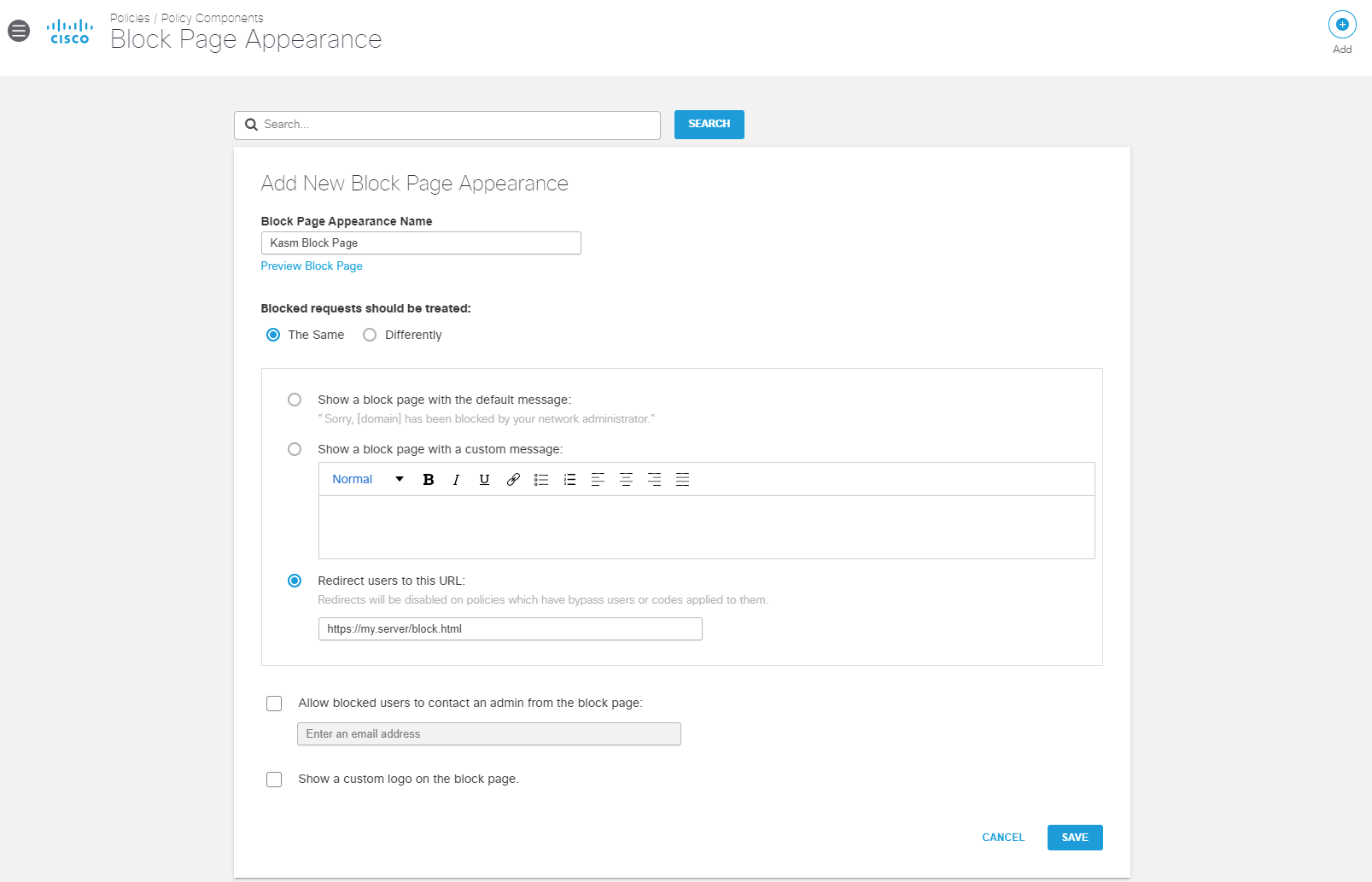 Cisco Umbrella / OpenDNS — Kasm 1.16.0 documentation