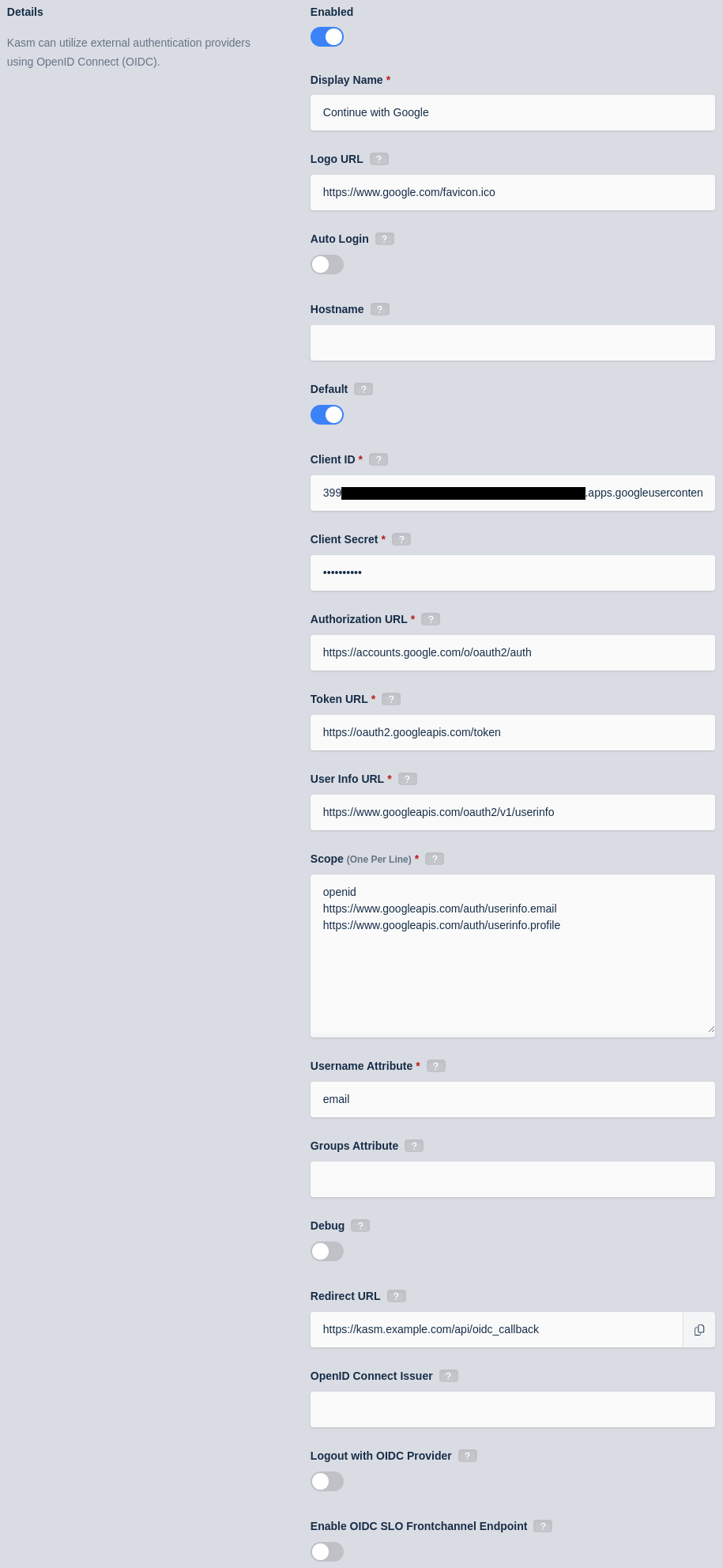Keycloak OpenID Setup — Kasm 1.16.0 documentation