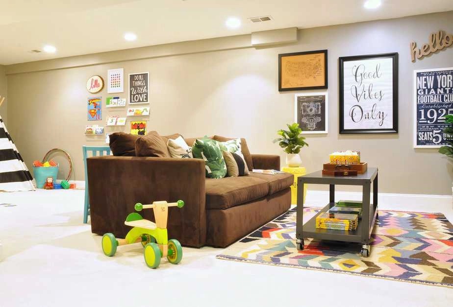 Before and After Our Basement Playroom + TV Room Reveal Kate Decorates