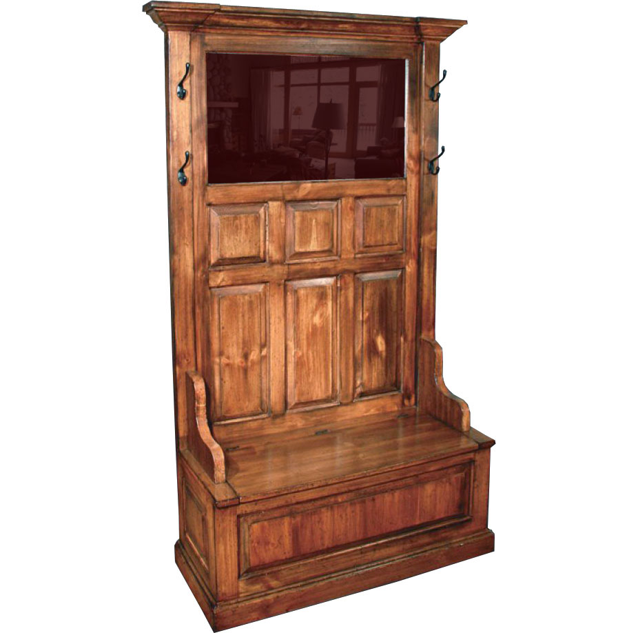 French Country Entry Hall Tree, Painted or Stained Example 1