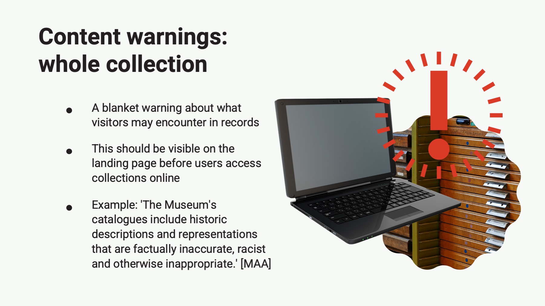 Content warnings for online collections