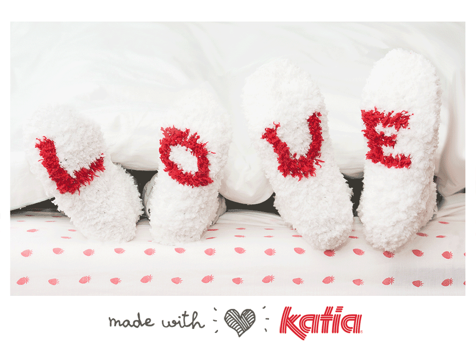 Celebrate Valentine's Day with these Love Socks knitted with Katia
