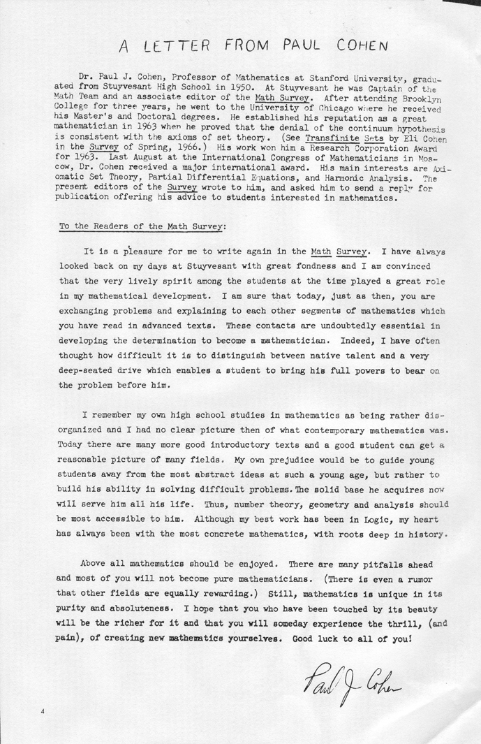 Stuyvesant High School Math Team (1970)