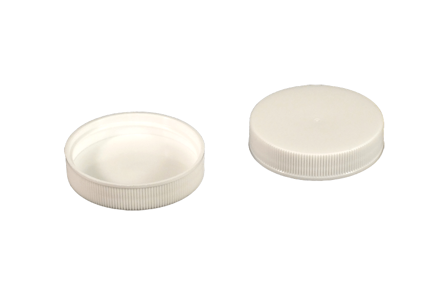 48400 White PP Plastic Ribbed Screw Caps Kaufman Container