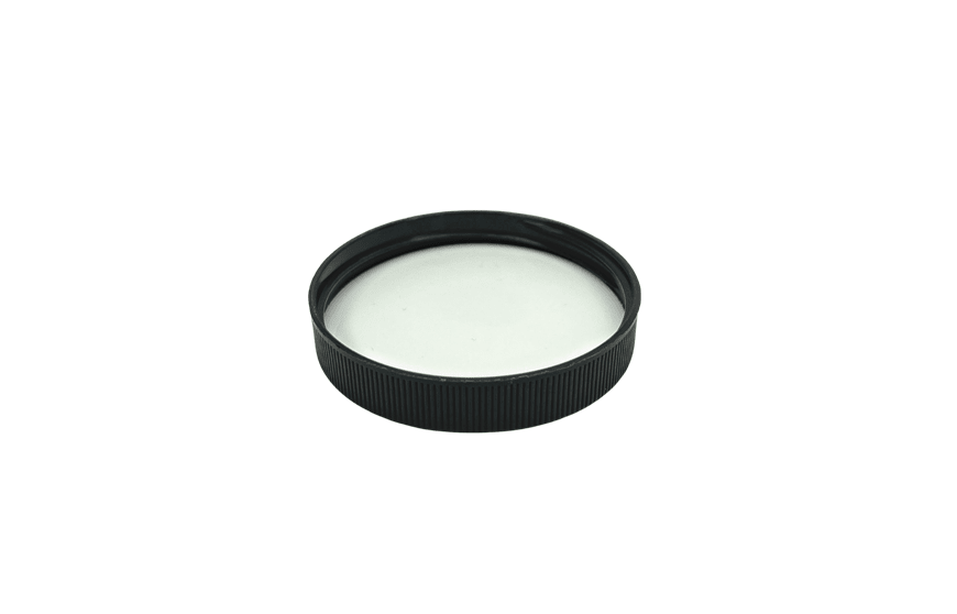 63400 Black PP Plastic Ribbed Screw Caps Kaufman Container