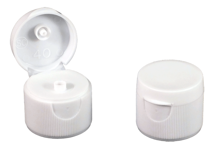 24410 White PP Plastic Ribbed Flip Top Snap Cap Kaufman Container