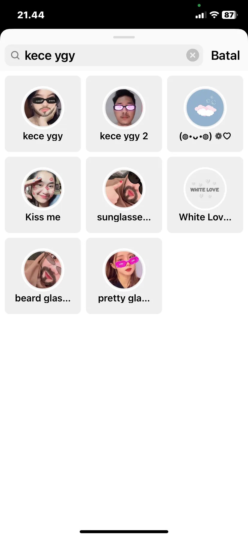 Cara Menambahkan Efek Filter IG Kacamata Hitam Ayang