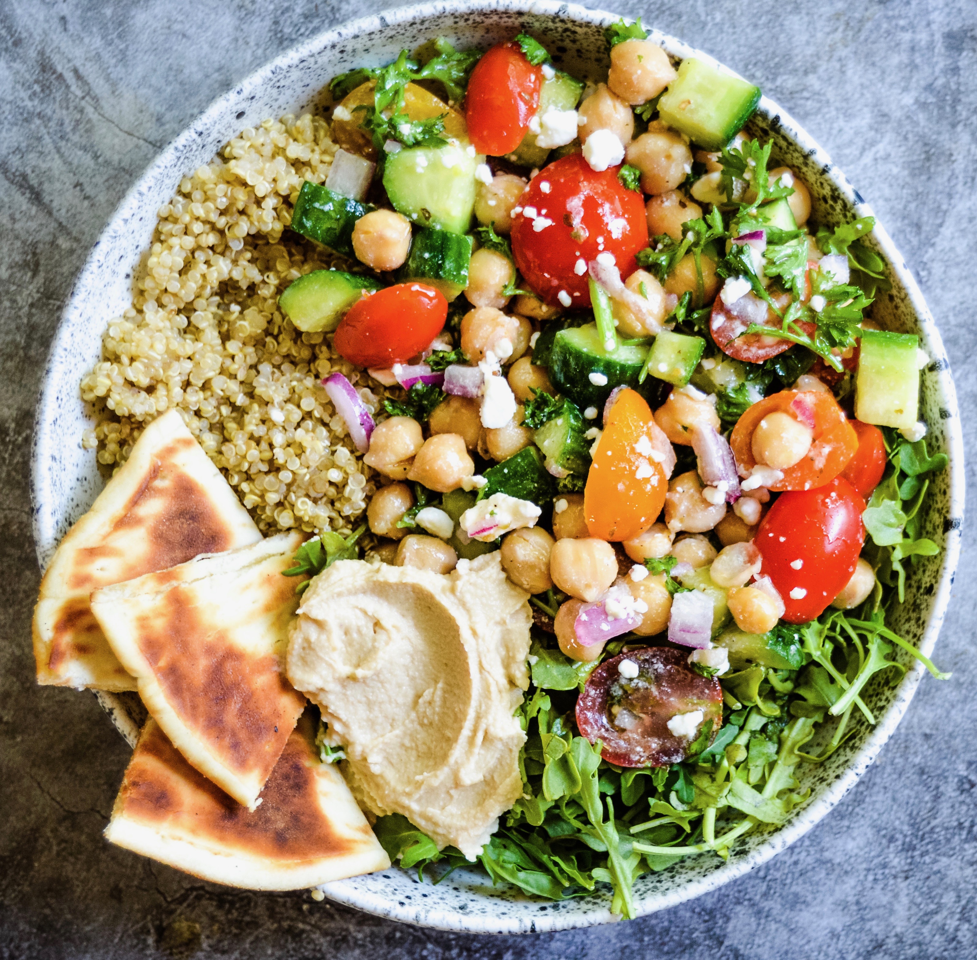 Mediterranean Chickpea Salad Bowl » Kay's Clean Eats