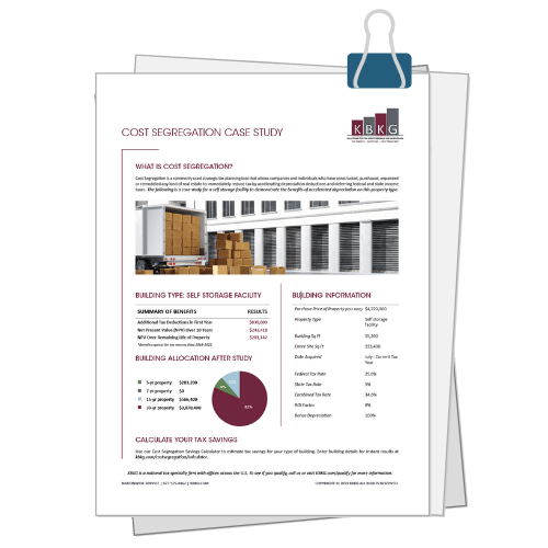 Self Storage Facility Case Study Cost Segregation