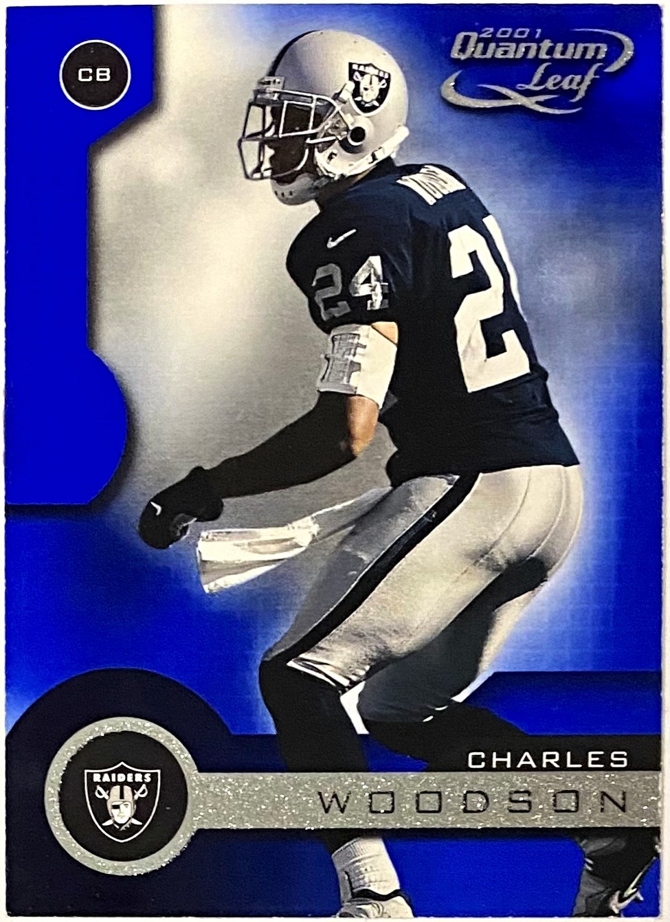 Charles Woodson 2001 Quantum Leaf Football Oakland Raiders Card KBK