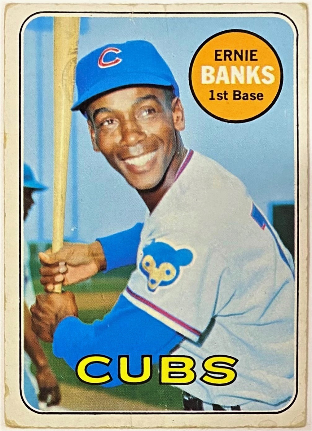Ernie Banks 1969 Topps Chicago Cubs Baseball Card (light creases) KBK