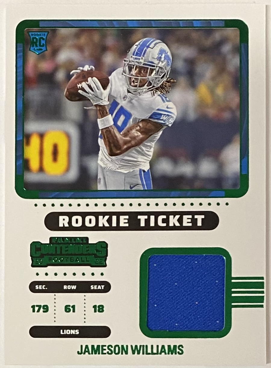 Jameson Williams 2022 Panini Contenders Football Detroit Lions Green