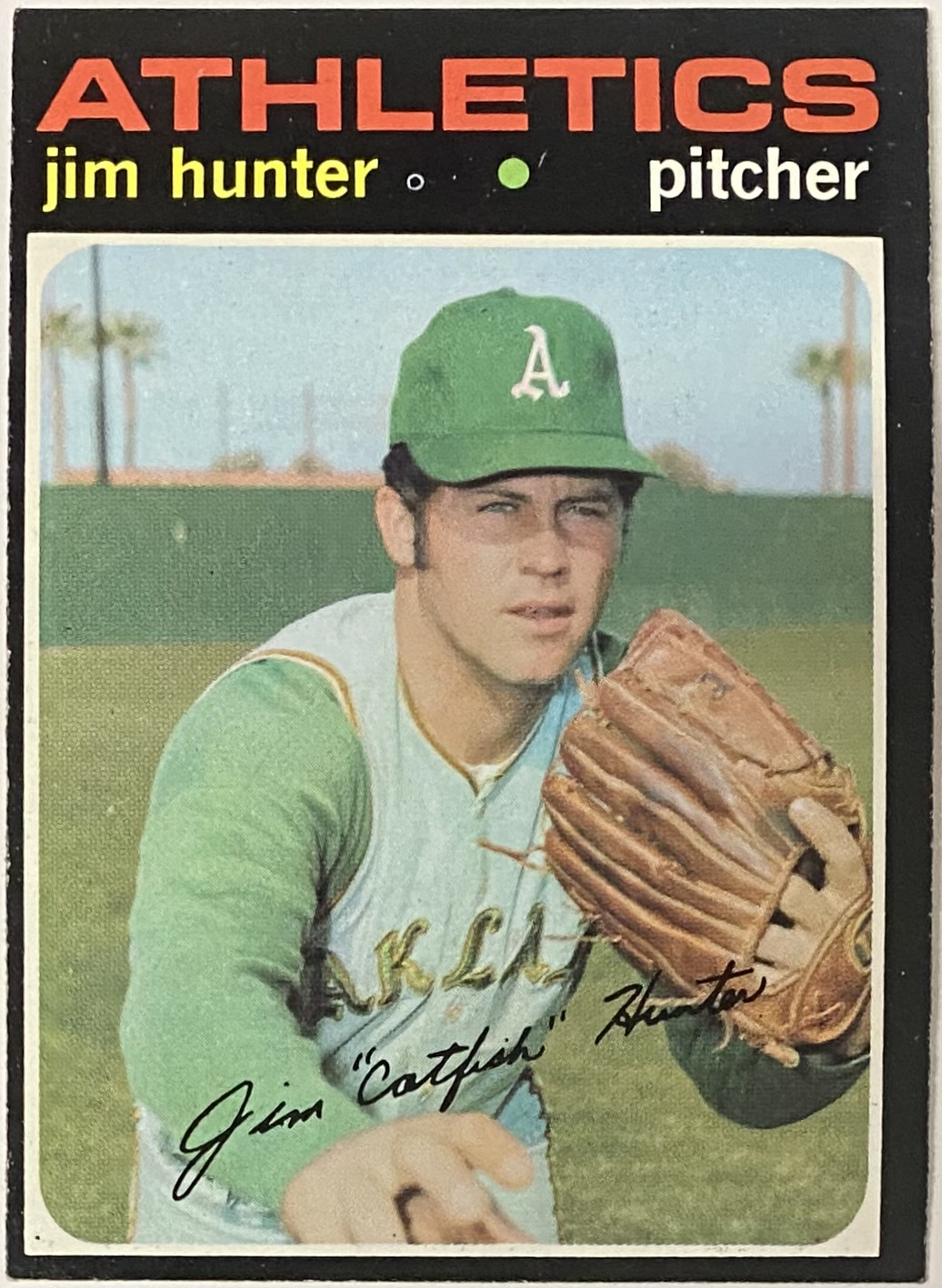 Jim "Catfish" Hunter 1971 Topps Oakland Athletics Baseball Card KBK