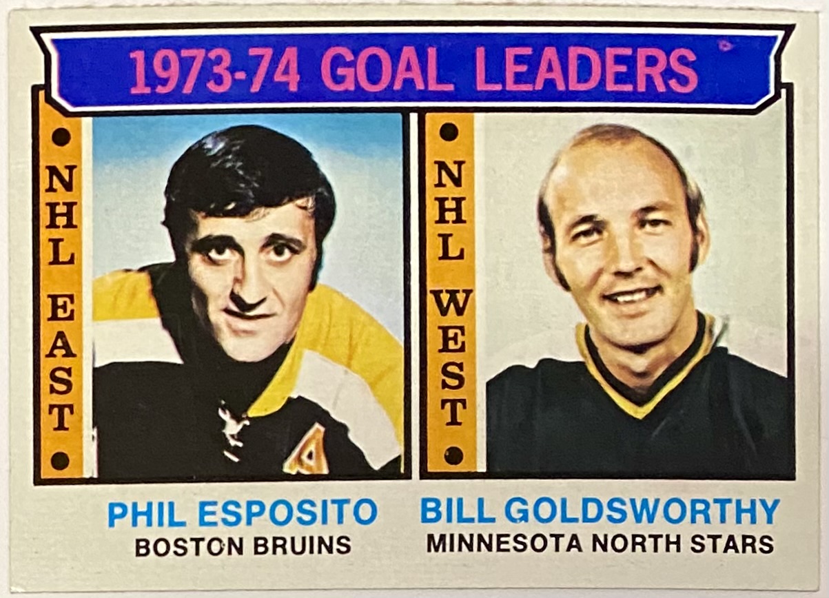 Phil Esposito 197475 Topps Boston Bruins Hockey NHL Goal Leaders Card
