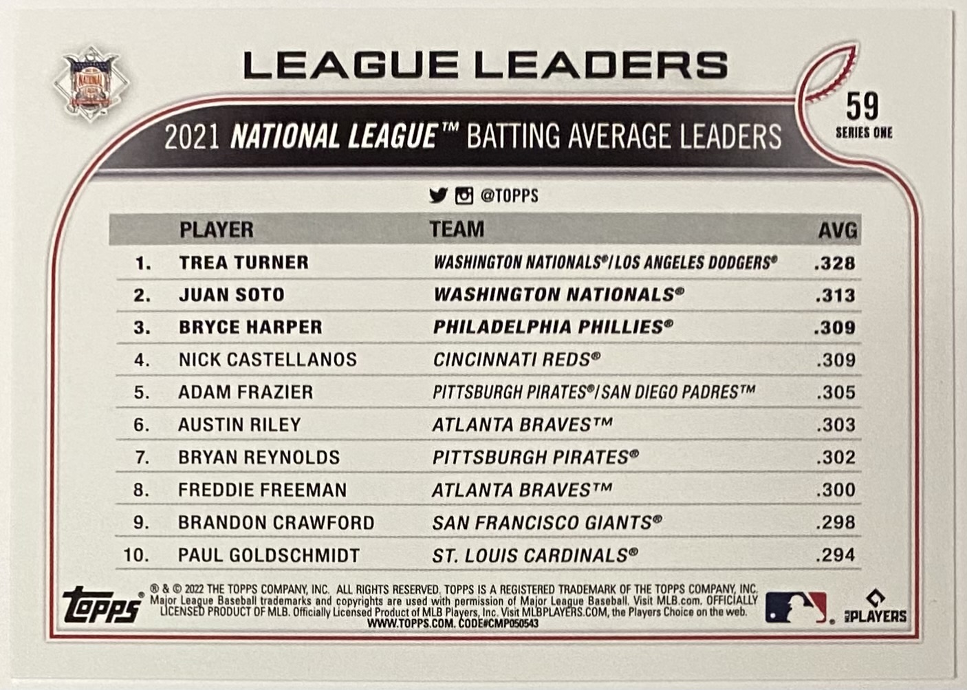 Bryce Harper, Juan Soto & Trea Turner 2022 Topps National League
