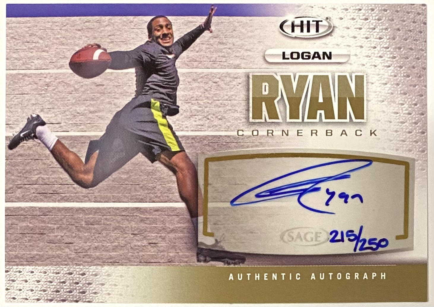 Logan Ryan Autographed 2013 SAGE HIT New England Patriots Football