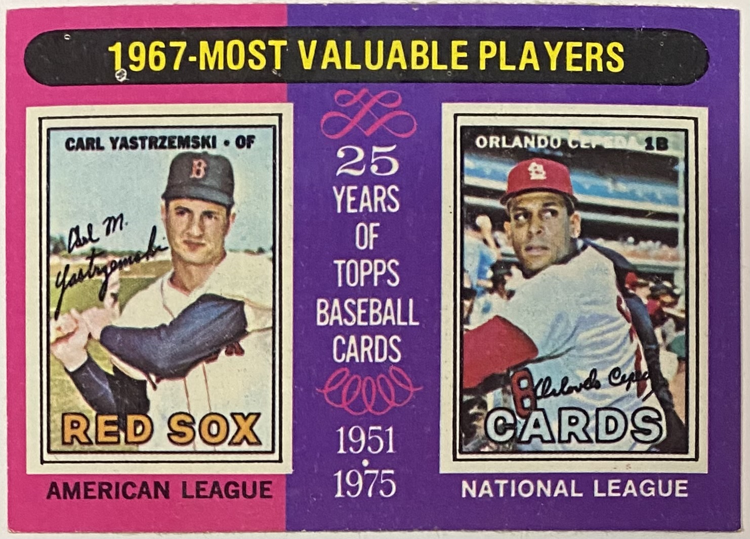 Carl Yastrzemski & Orlando Cepeda 1975 Topps Most Valuable Players