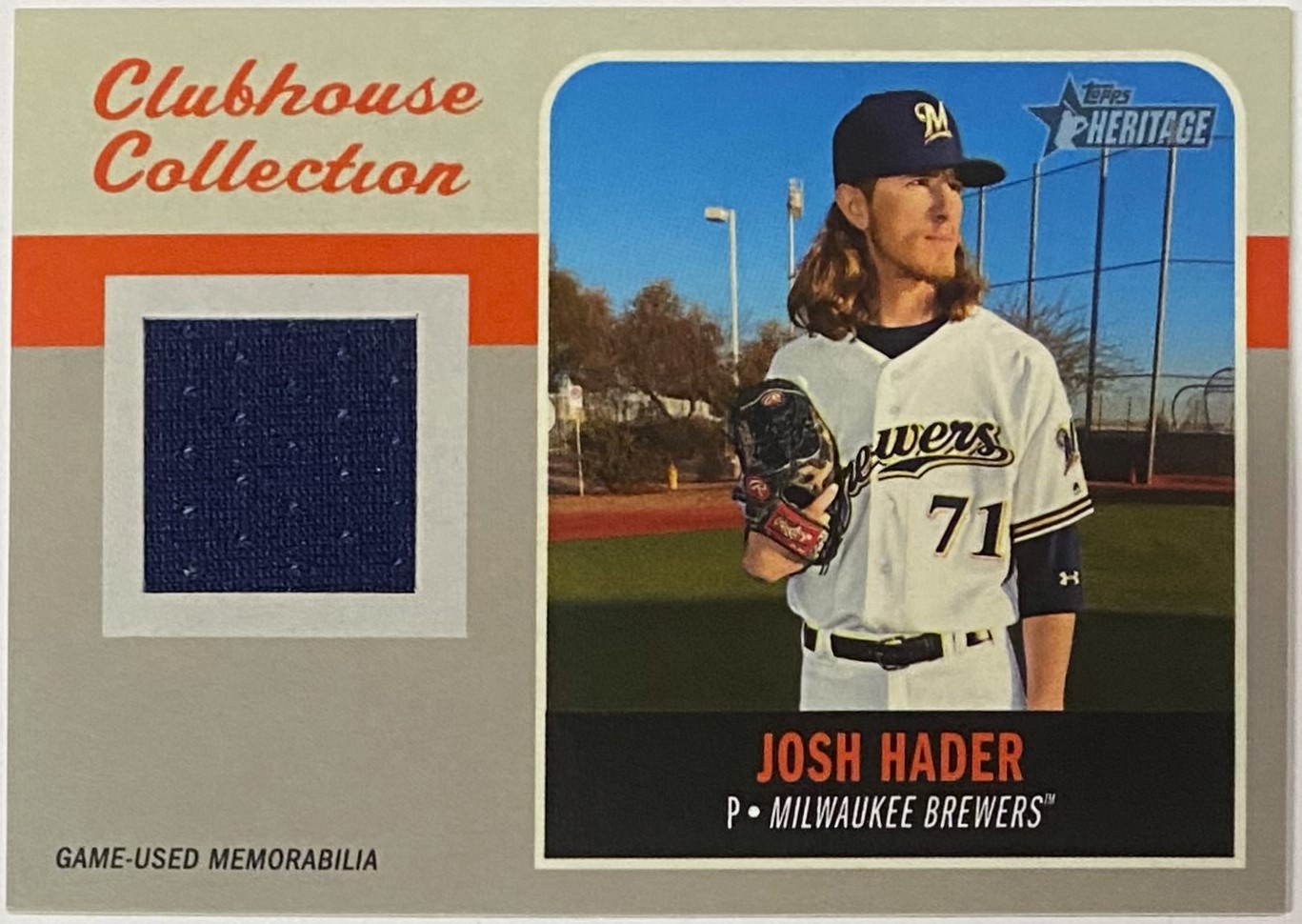 Josh Hader 2019 Topps Heritage Milwaukee Brewers Baseball Clubhouse Collection Relics Card w