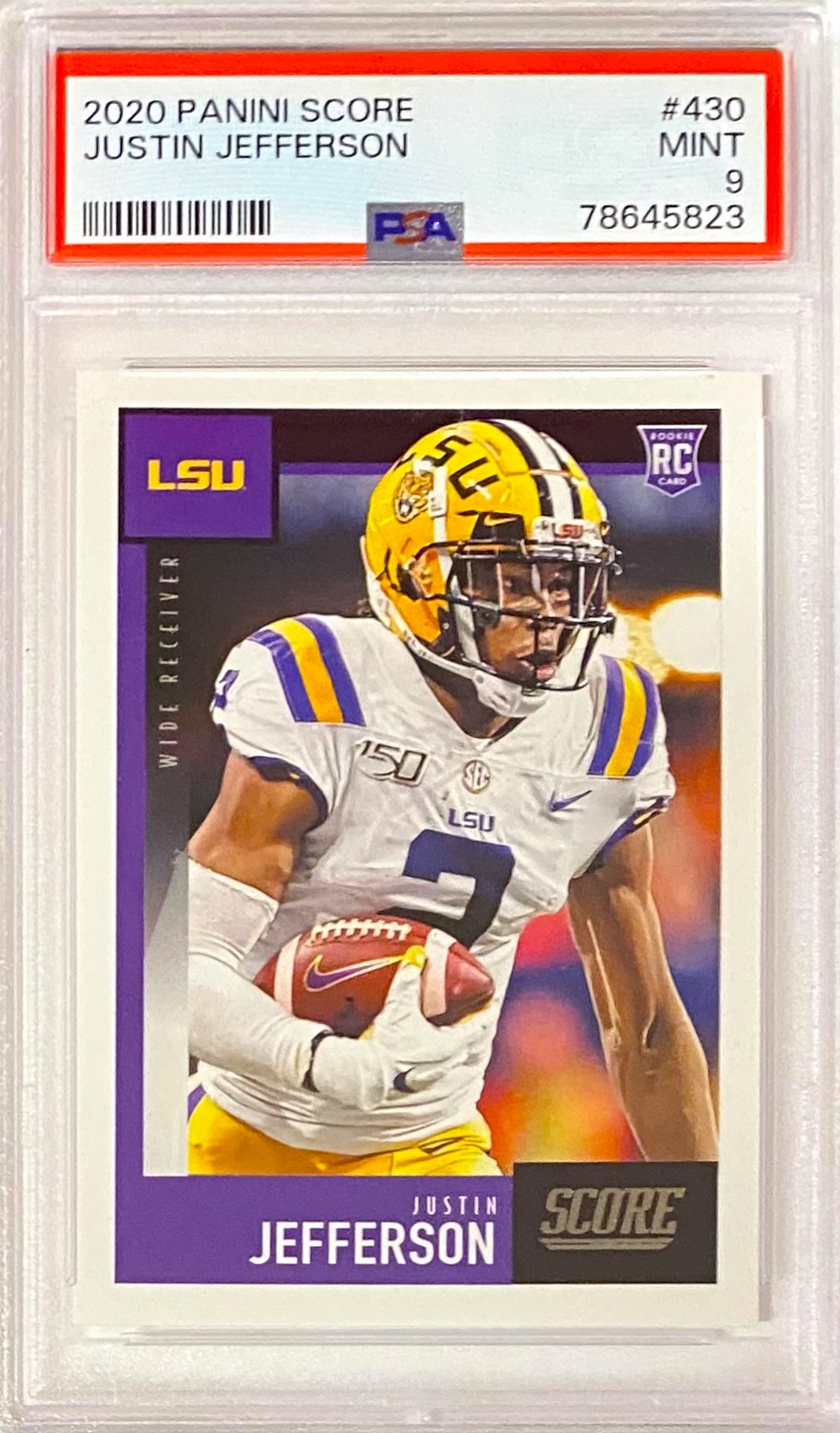 Justin Jefferson 2020 Panini Score Football LSU Tigers Graded Rookie