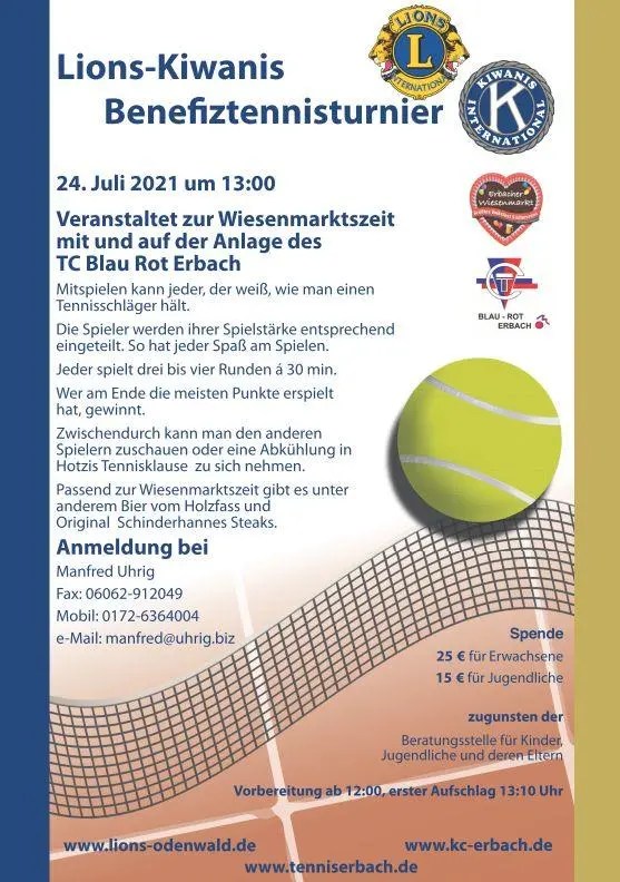 LionsKiwanis Benefiztennisturnier Kiwanis Club Erbach/Odenwald