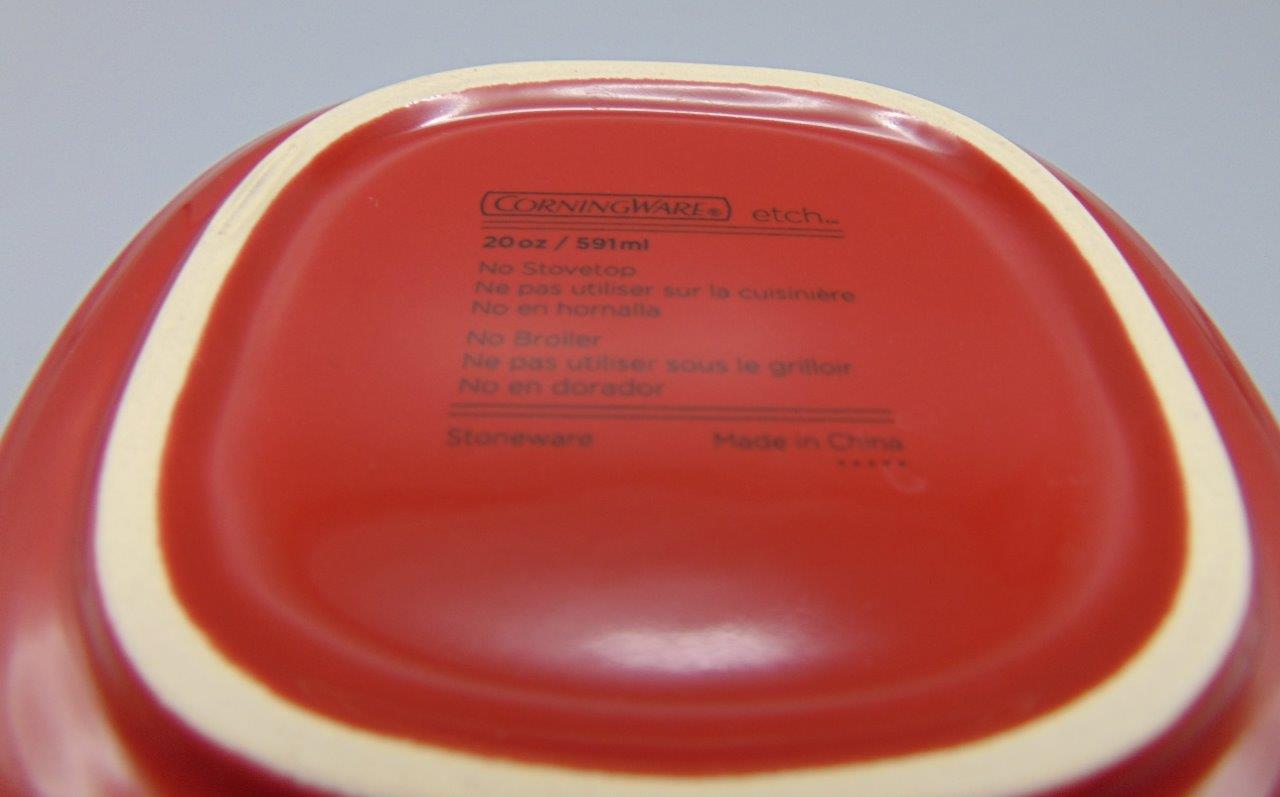 Corning Etch Brick Red 20 Oz. 4 1/4" Square Baker KC's Attic