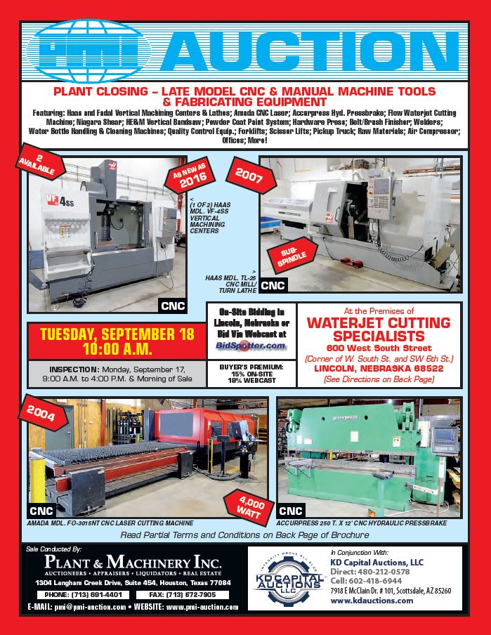 Complete Fabricating and Machining Facility (Live cast Auction